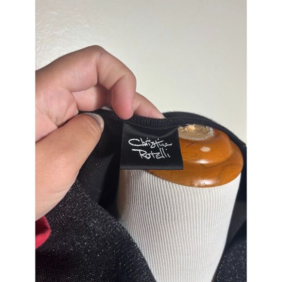 VTG Christina Rotelli Cardigan Sweater Black Martini Cocktail Drink NYE Metallic - Picture 5 of 6